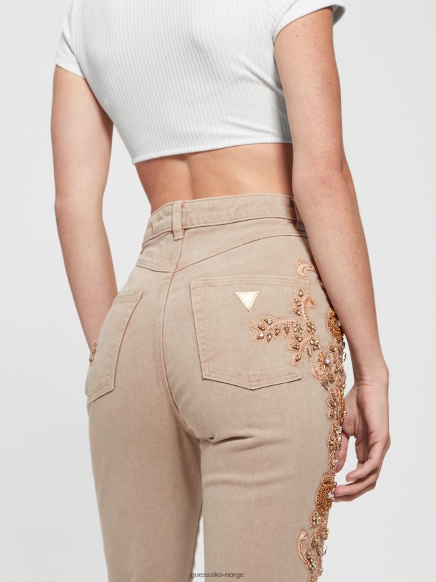 Guess gyllen rompop 70-tallspyntede jeans med utsving gyllen rom kvinner F0LJ809634