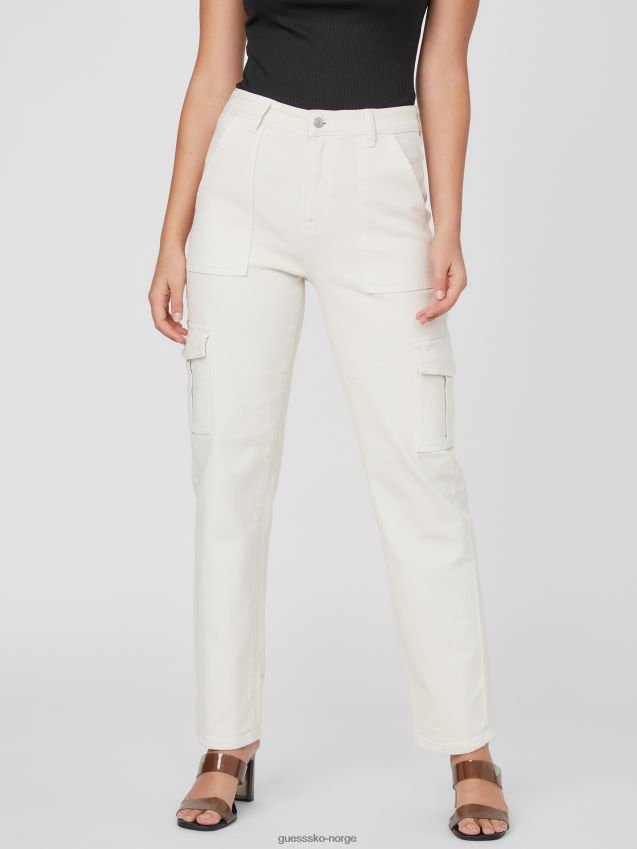 Guess hayden høyhus cargo jeans fjellhvit fjell hvit kvinner F0LJ807160