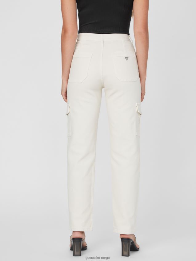 Guess hayden høyhus cargo jeans fjellhvit fjell hvit kvinner F0LJ807160