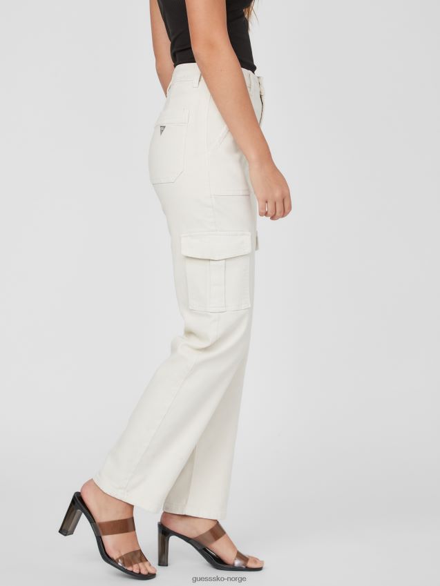 Guess hayden høyhus cargo jeans fjellhvit fjell hvit kvinner F0LJ807160