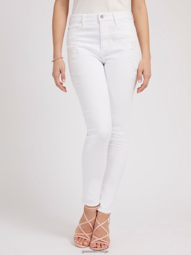 Guess hvit brodert skinny fit denimbukse hvit kvinner F0LJ803015