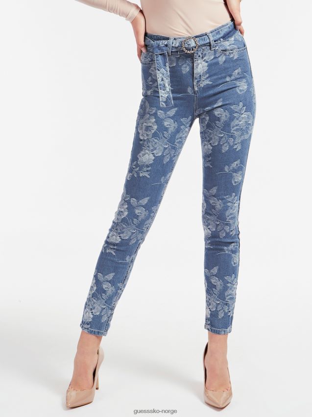 Guess jacquard skinny fit denim bukse blå blå kvinner F0LJ806725