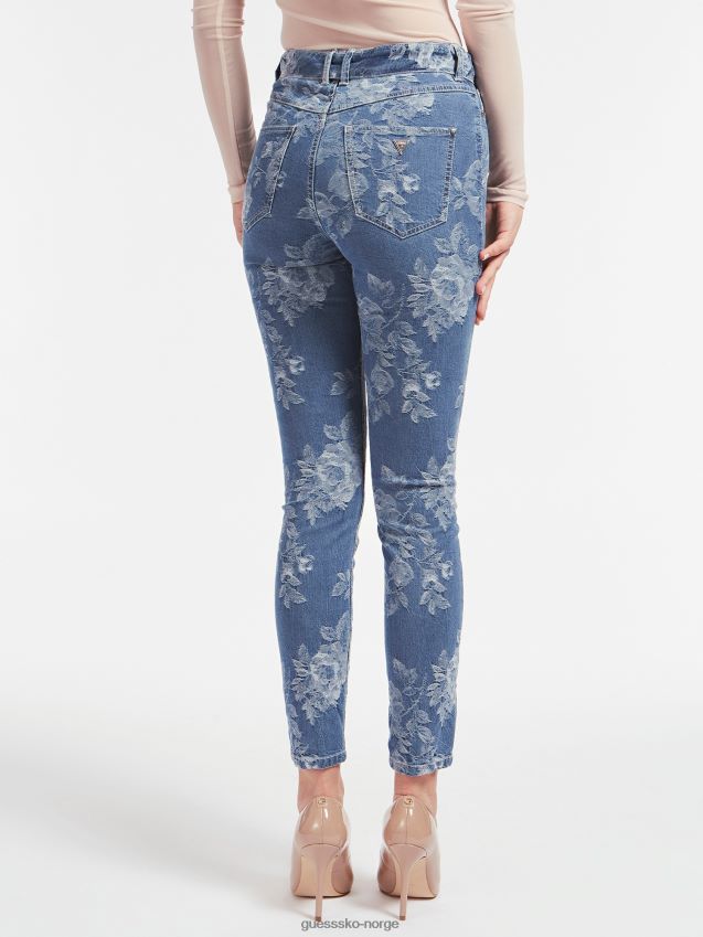 Guess jacquard skinny fit denim bukse blå blå kvinner F0LJ806725