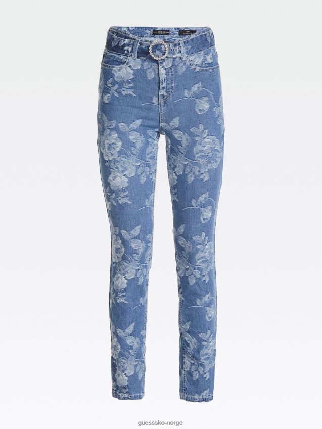 Guess jacquard skinny fit denim bukse blå blå kvinner F0LJ806725