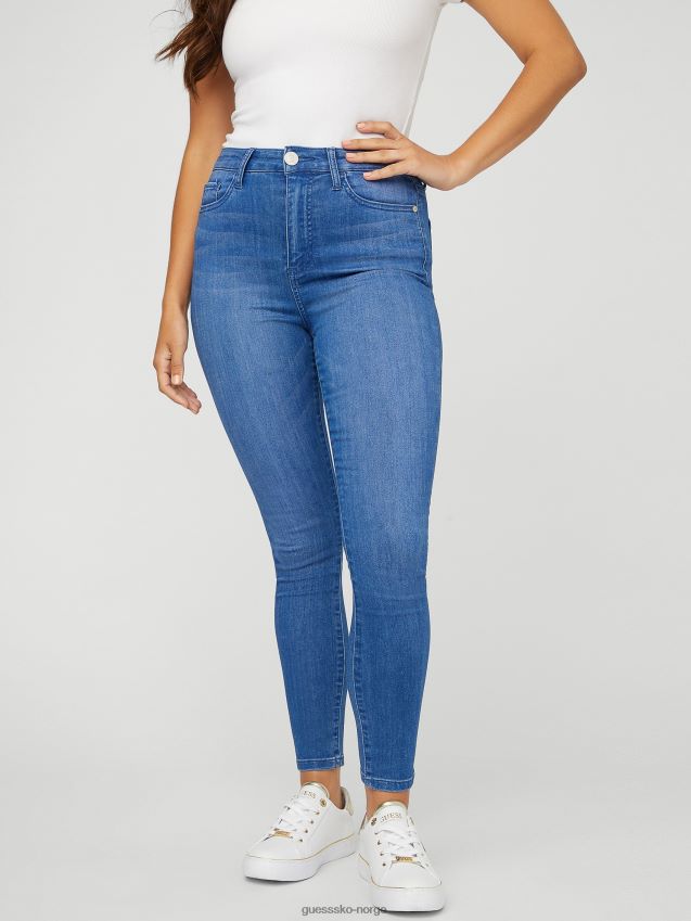 Guess knallblå skyll simmone high-rise skinny jeans knallblått skyll kvinner F0LJ806880