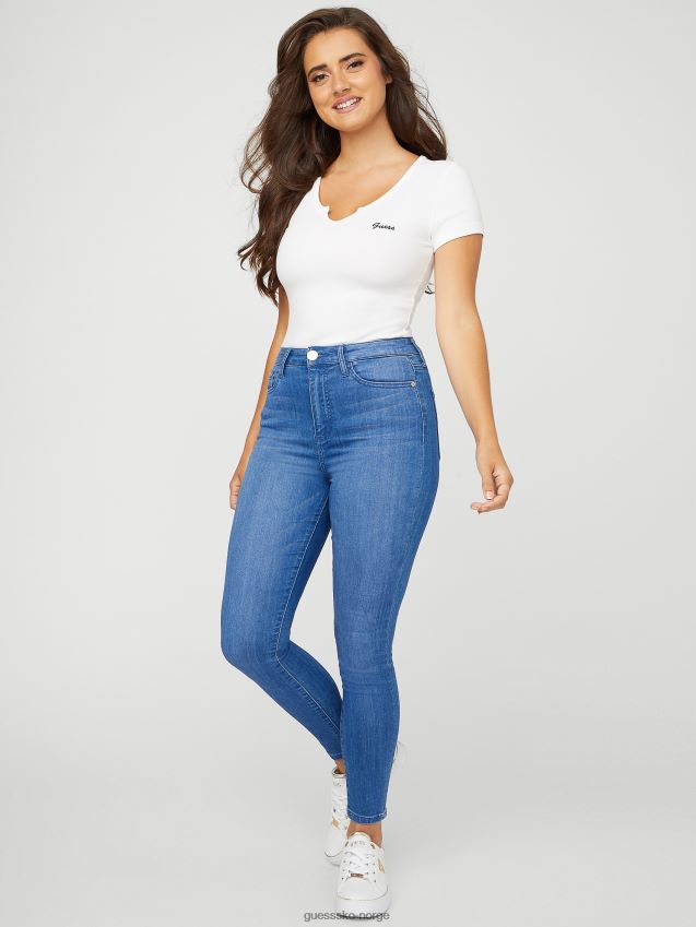 Guess knallblå skyll simmone high-rise skinny jeans knallblått skyll kvinner F0LJ806880