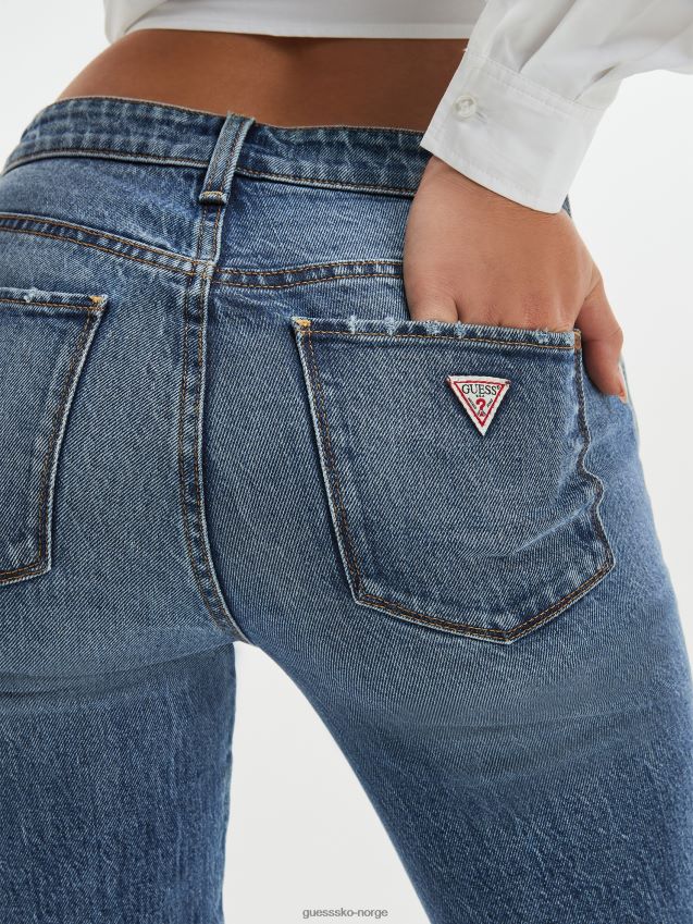 Guess øko sexy straight jeans blå vibrasjoner blå vibrasjoner kvinner F0LJ809177