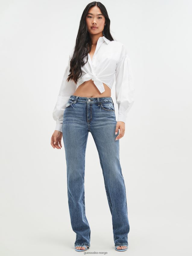 Guess øko sexy straight jeans blå vibrasjoner blå vibrasjoner kvinner F0LJ809177