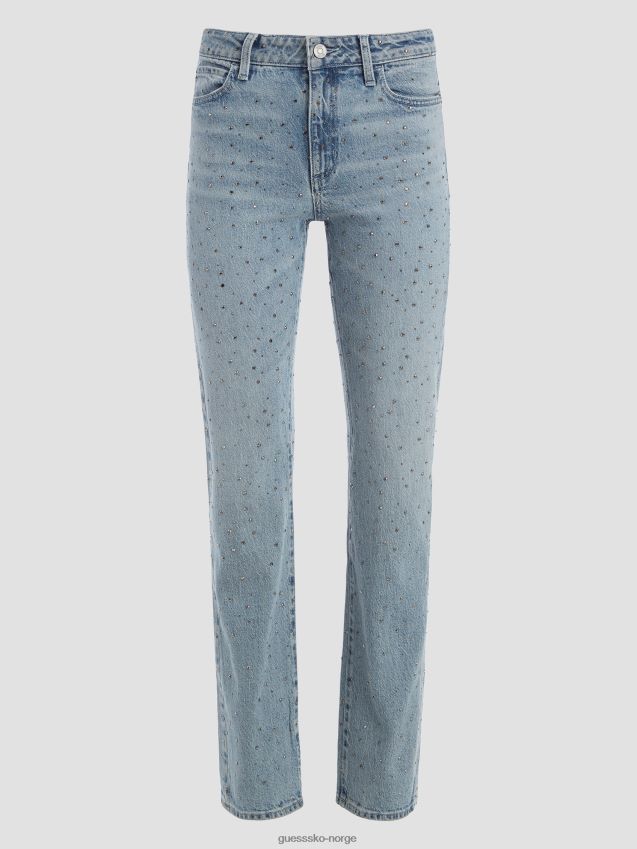 Guess krystallisert vask paljett 1981 rette jeans krystallisert vask kvinner F0LJ809154