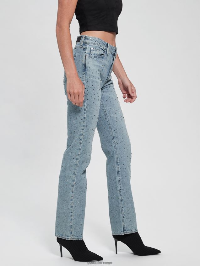 Guess krystallisert vask paljett 1981 rette jeans krystallisert vask kvinner F0LJ809154