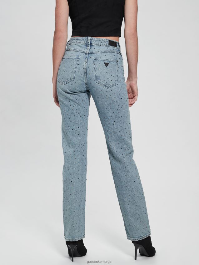 Guess krystallisert vask paljett 1981 rette jeans krystallisert vask kvinner F0LJ809154