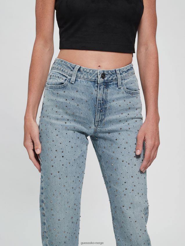 Guess krystallisert vask paljett 1981 rette jeans krystallisert vask kvinner F0LJ809154