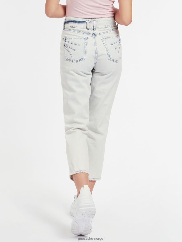 Guess lyseblå denimbukse med belte avslappet passform lyse blå kvinner F0LJ806147