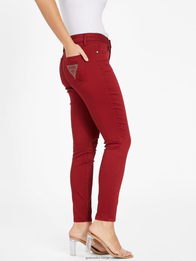 Guess mørk syltetøy rød øko brenda skinny-jeans i mellomhøyde mørk syltetøyrød kvinner F0LJ806913