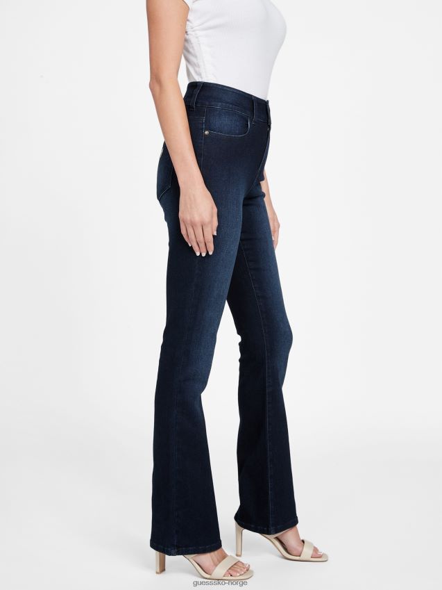Guess mørk vask jazmin-jeans med to knapper med høy rise bootcut mørk vask kvinner F0LJ806951