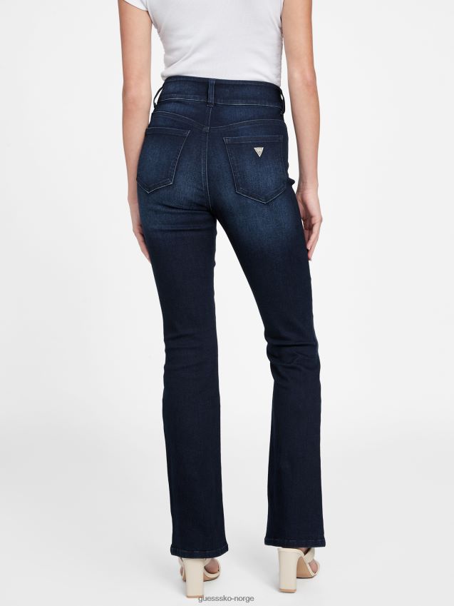 Guess mørk vask jazmin-jeans med to knapper med høy rise bootcut mørk vask kvinner F0LJ806951