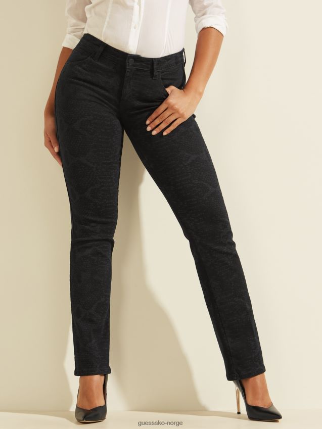 Guess mørkeblå dyreprint slim fit denimbukse mørke blå kvinner F0LJ806361
