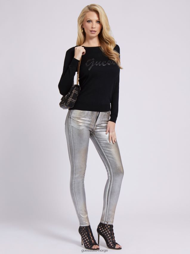 Guess metall-look skinny fit denim bukse grå grå kvinner F0LJ803130