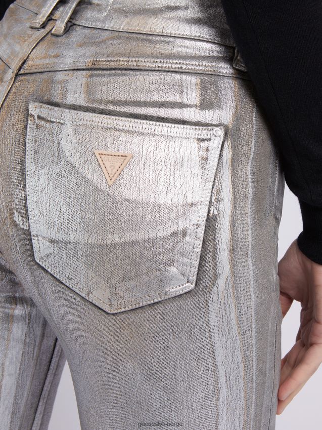 Guess metall-look skinny fit denim bukse grå grå kvinner F0LJ803130