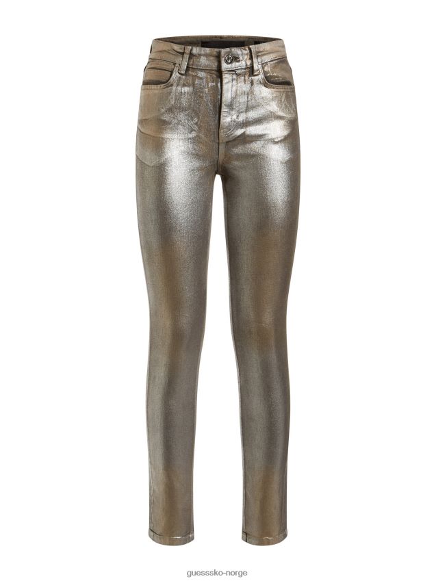 Guess metall-look skinny fit denim bukse grå grå kvinner F0LJ803130