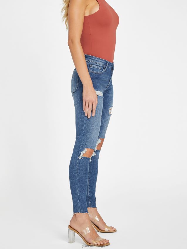 Guess middels ødelagt øko zuley ødelagte skinny-jeans i middels høyde medium ødelagt kvinner F0LJ807047