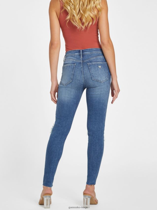 Guess middels ødelagt øko zuley ødelagte skinny-jeans i middels høyde medium ødelagt kvinner F0LJ807047