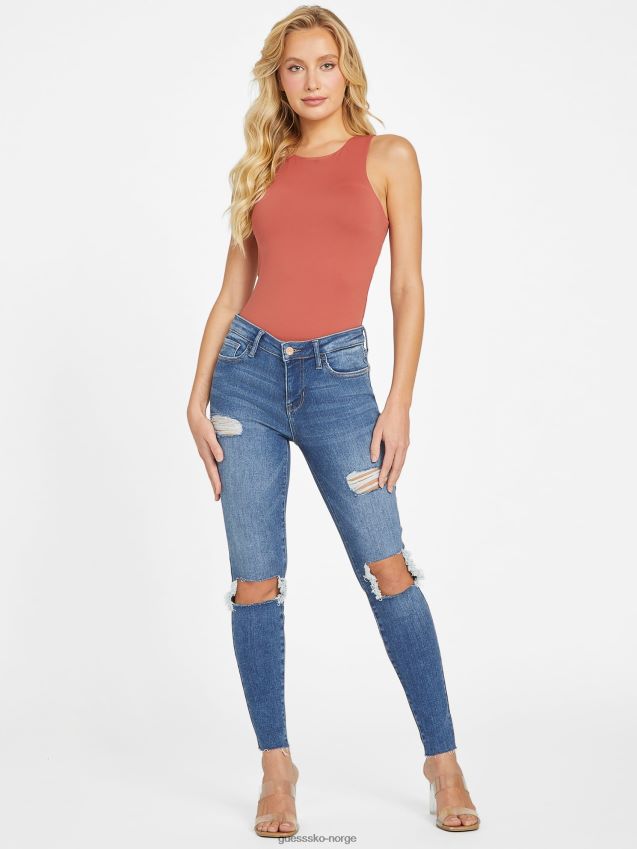Guess middels ødelagt øko zuley ødelagte skinny-jeans i middels høyde medium ødelagt kvinner F0LJ807047