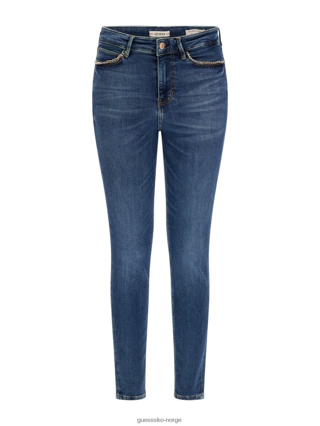 Guess mote skinny fit denim bukse blå blå kvinner F0LJ803000