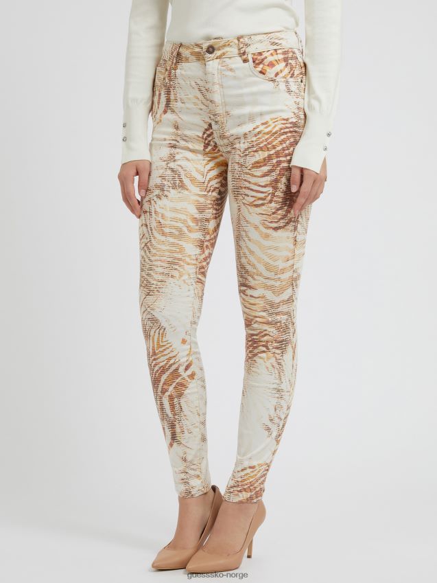 Guess multibeige all over print skinny fit denimbukse multi beige kvinner F0LJ802784