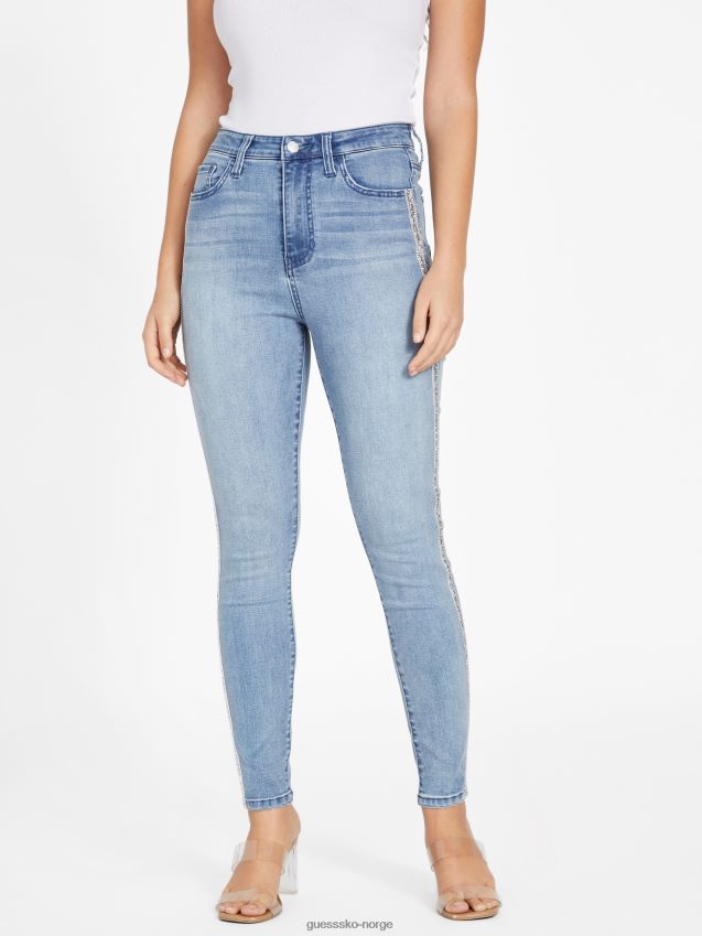 Guess pianna krystallkant skinny jeans lett vask lett vask kvinner F0LJ806872