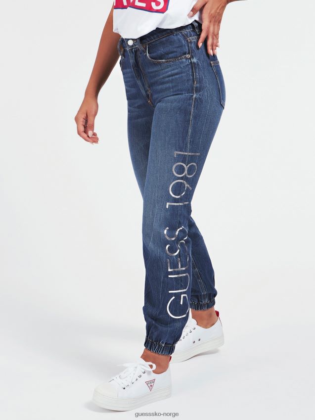 Guess print avslappet passform denimbuksekvinner F0LJ806331