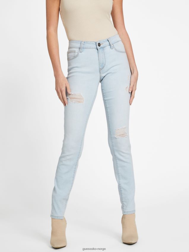 Guess sienna kurvet mellomhøye skinny jeans lys ødelegge vask lett ødelegge vask kvinner F0LJ807025