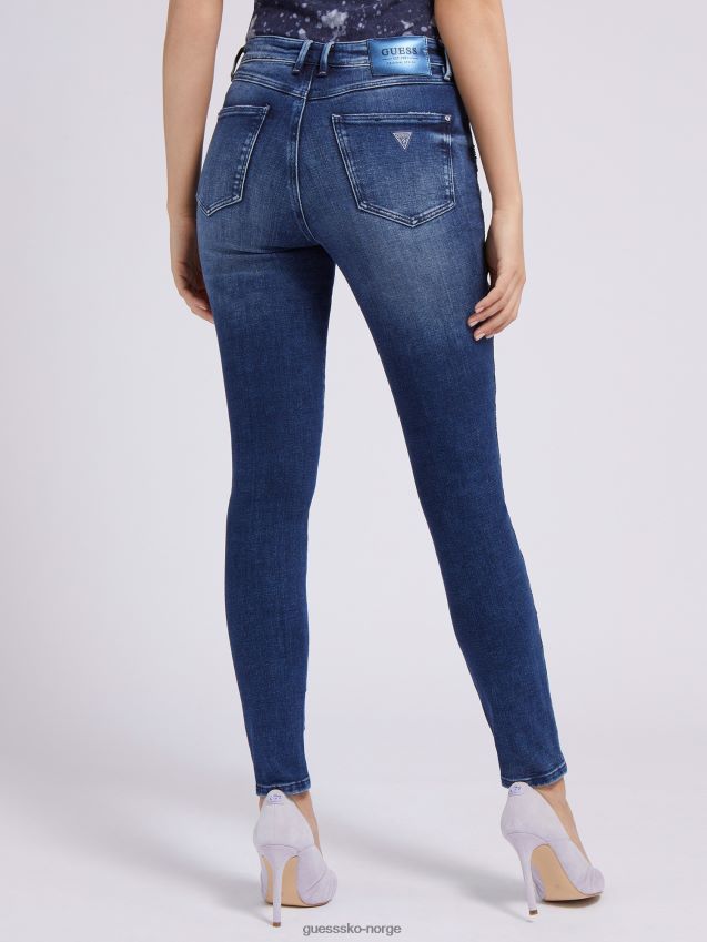 Guess skinny fit denim bukse paljetter blå blå kvinner F0LJ802892