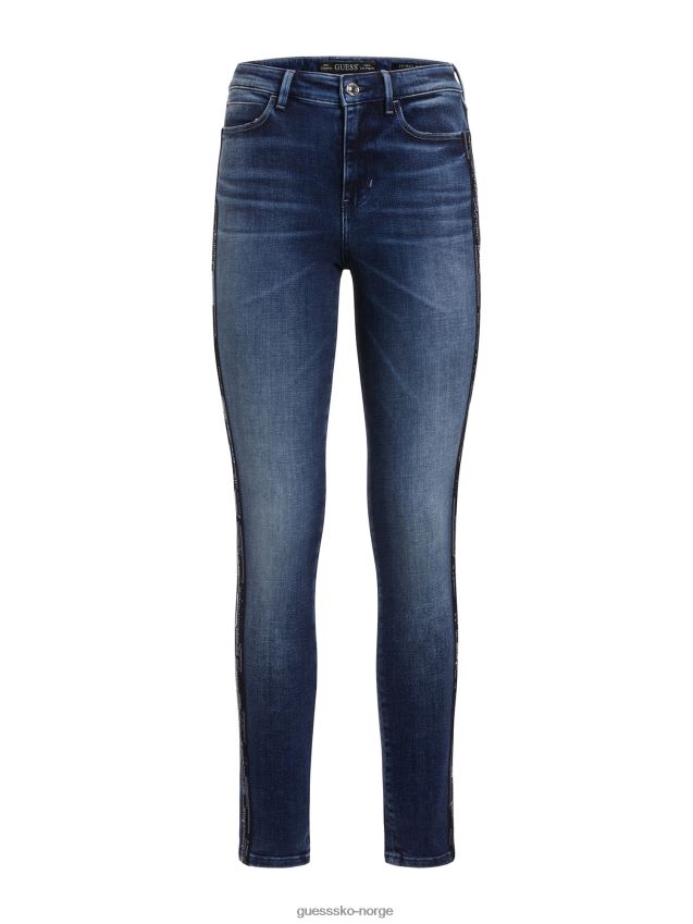 Guess skinny fit denim bukse paljetter blå blå kvinner F0LJ802892