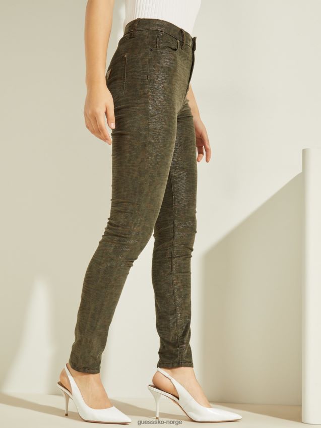 Guess skinny fit denimbukse med grønt dyreprint grønn kvinner F0LJ805830