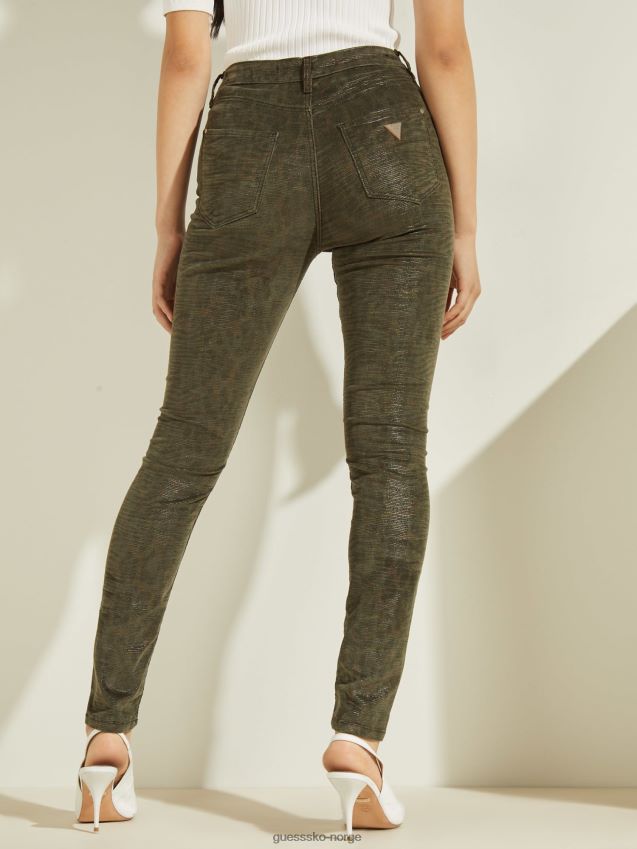 Guess skinny fit denimbukse med grønt dyreprint grønn kvinner F0LJ805830