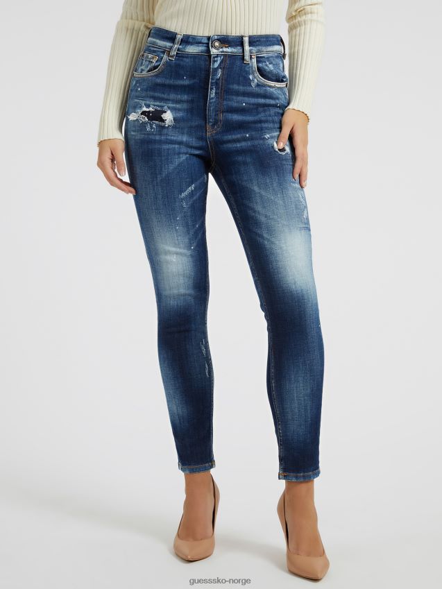 Guess skinny fit denimbukse slitasje blå blå kvinner F0LJ802753
