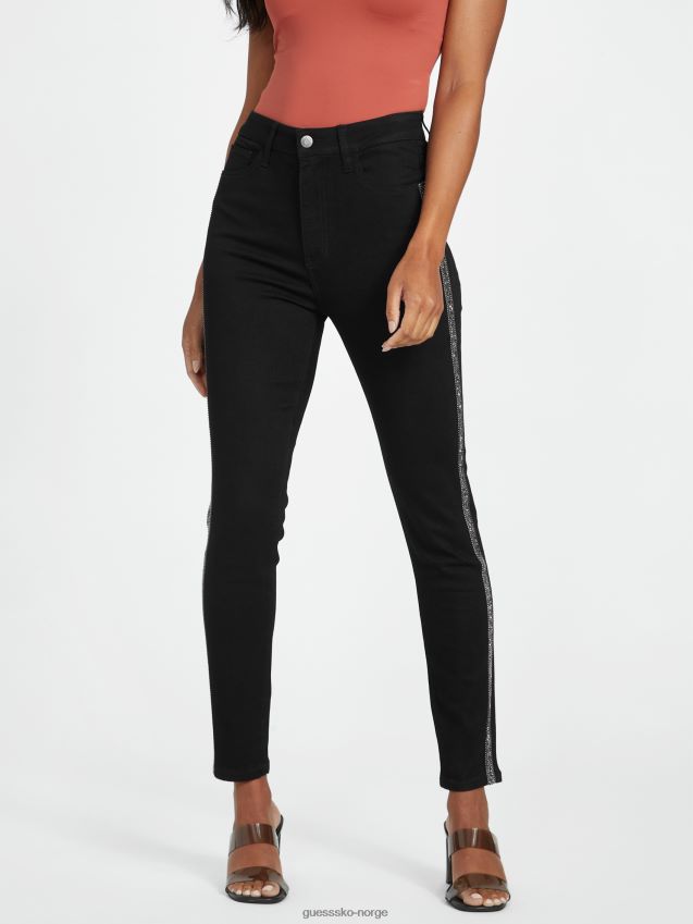 Guess skinny jeans i svarte pianna krystallkanter svart kvinner F0LJ806979