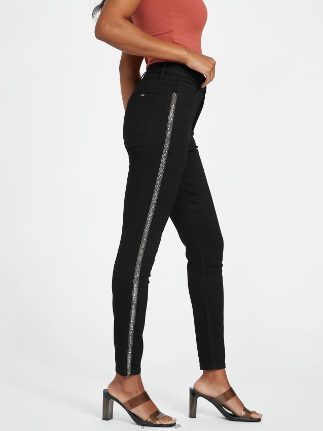 Guess skinny jeans i svarte pianna krystallkanter svart kvinner F0LJ806979