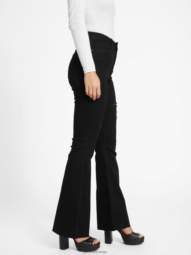 Guess svart ødelegge øko lyndon ødelagte flared jeans svart ødelegge kvinner F0LJ806927