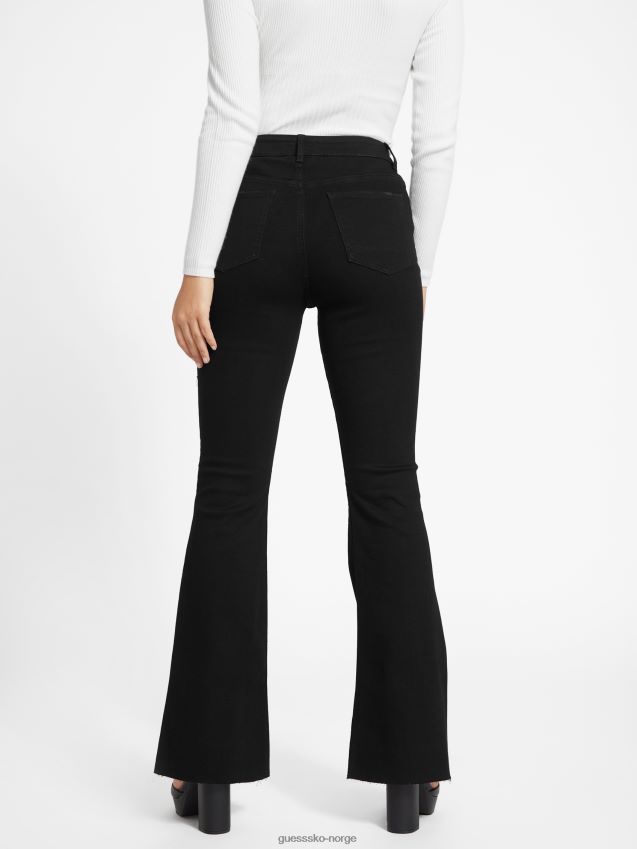 Guess svart ødelegge øko lyndon ødelagte flared jeans svart ødelegge kvinner F0LJ806927