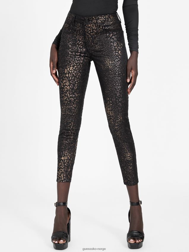 Guess svart metallic skyll katrina skinny jeans svart metallisk skylling kvinner F0LJ806897