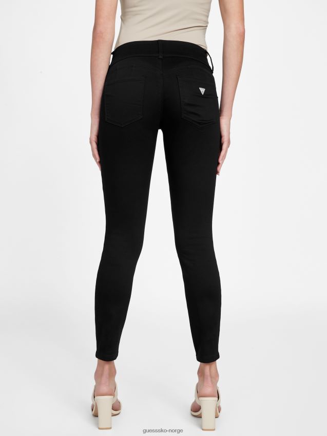Guess svarte shana skinny-jeans med tre knapper i middels høyde svart kvinner F0LJ806999