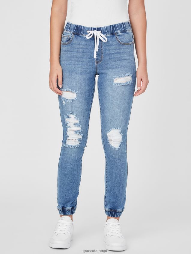 Guess paisley mid-rise denim joggers middels ødelagt medium ødelagt kvinner F0LJ807220