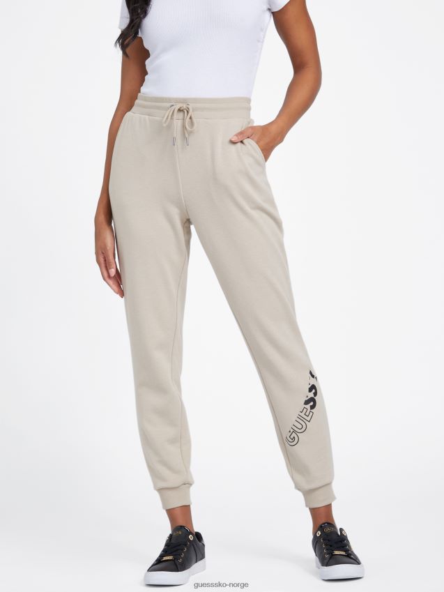 Guess sabrina joggebukse med fløyel i taupe fløyel taupe kvinner F0LJ806876