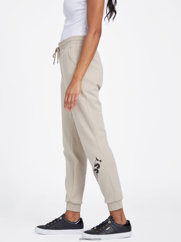 Guess sabrina joggebukse med fløyel i taupe fløyel taupe kvinner F0LJ806876