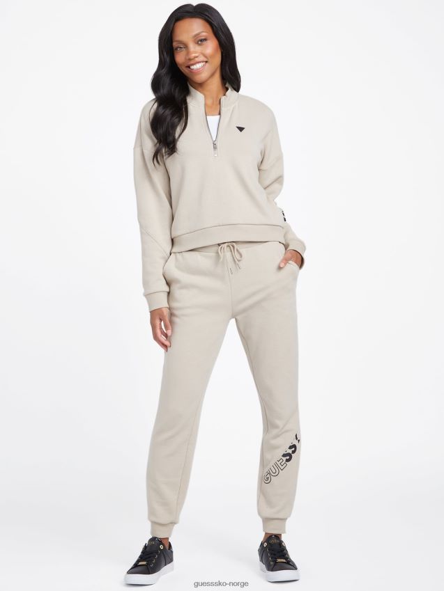 Guess sabrina joggebukse med fløyel i taupe fløyel taupe kvinner F0LJ806876