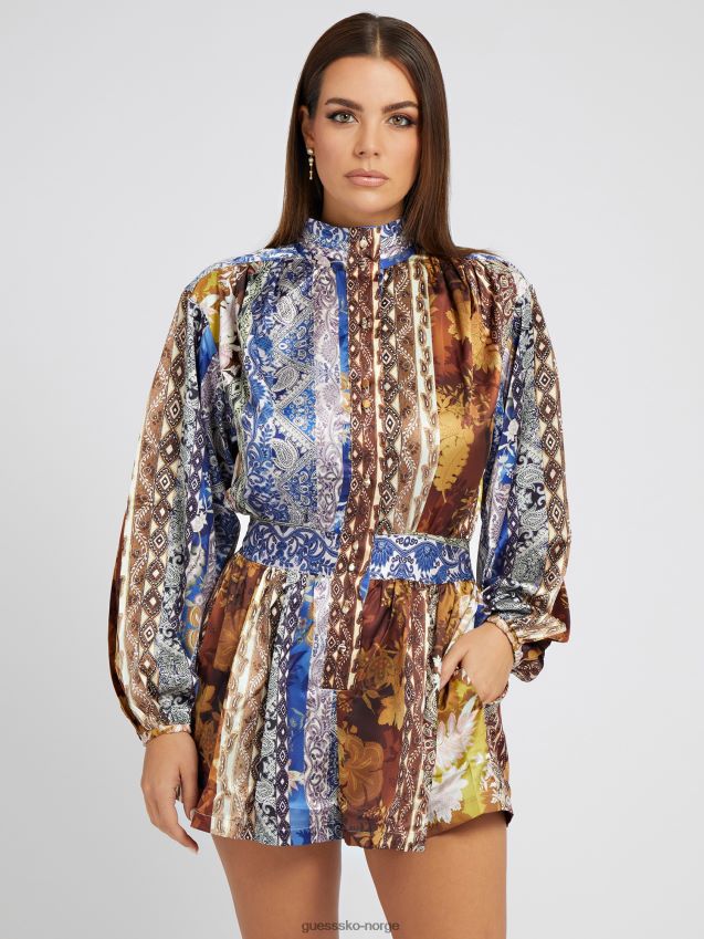 Guess all over print kort jumpsuit flerfarget mønster flerfarget mønster kvinner F0LJ803005