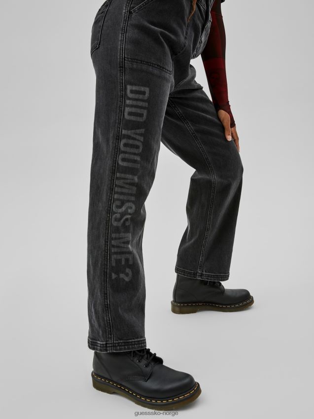 Guess avslappet passform denim jumpsuit svart svart kvinner F0LJ806252