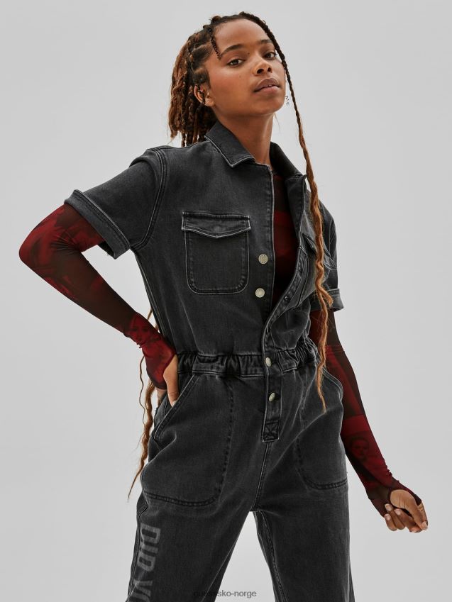 Guess avslappet passform denim jumpsuit svart svart kvinner F0LJ806252